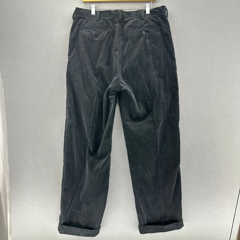 VTG Old Navy Regular Khakis Black Corduroy Pants 36x32 (35x31) Pleated Y2K Prep - Picture 2 of 9